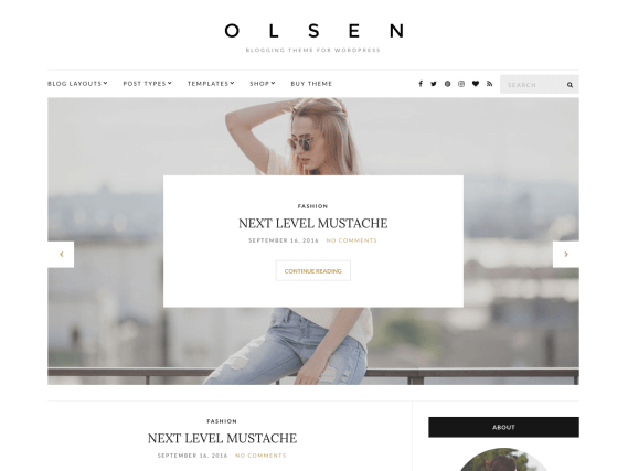 워드프레스 블로그 테마 : Olsen Light