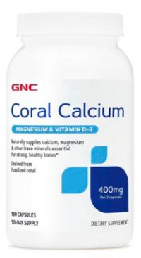 GNC 코랄 칼슘 마그네슘 & 비타민 D3 400mg 캡슐 글루텐 프리, 180정, 1개