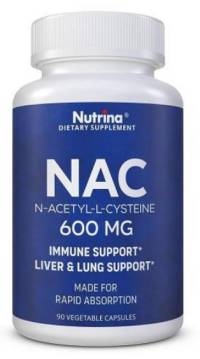 2024년 간에좋은 영양제 :  Nutrina NAC 600mg - 면역 지원 및 폐 건강을 위한 NAC 보충제 간 지원 및 항산화 물질 - 프리폼 N-아세틸-L시스테인 - 90캡슐